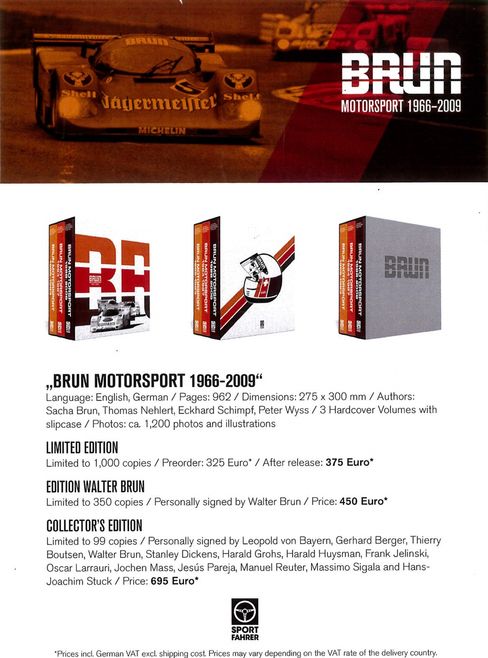 Brun Motorsport Buch 1966 - 2009. 3 Bänder mit 1'200 Fotos. Die Limited Editon ist an Lager sFr. 375.--